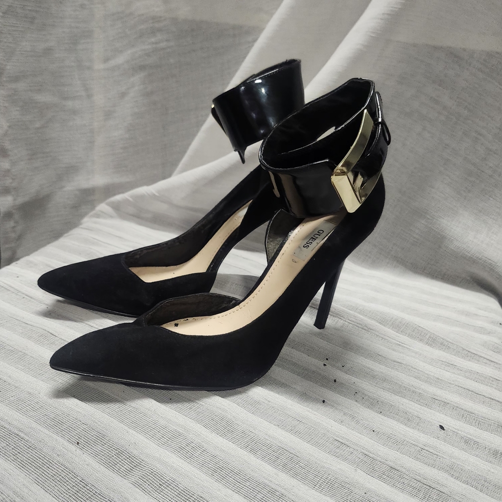 Guess Black Heels with Gold Accent